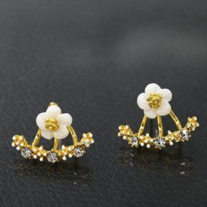Rhinestone Flower Drop Earrings